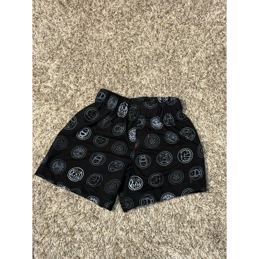 Marvel Avengers Toddler Boys 2T Black Logo Print Cotton Shorts Elastic